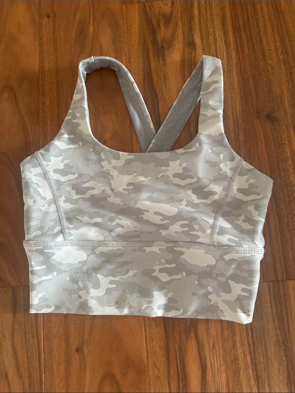 Born Primitive Gray & White Camo Crossback Longline Sports Bra